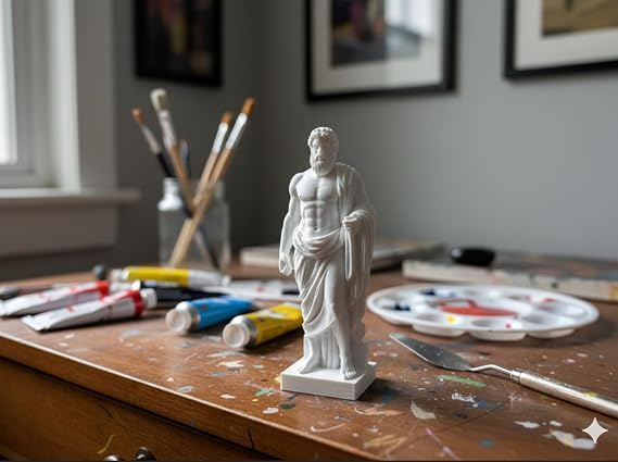 HOUSETREND Dekoratif Biblo Figür, Yunan Tanrı Heykeli – Figürin Modern Tasarım, Mini Masa Süsü, Beyaz, Ofis ve Ev dekorasyon hediye Greek God Statue – Figurine