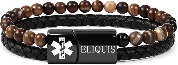 Custom Medical Alert Bracelets with Laser Engraved Stainless Steel Tags and Custom QR Codes – PU Leather & Agate Beads for Daily Wear and Health Identification
