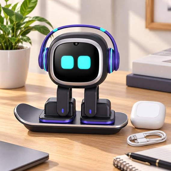 Interactive AI Desktop Robot Pet with Personality and Sensors Black