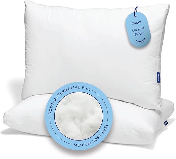 Casper Sleep Pillow for Sleeping Pack of Two, Standard, White
