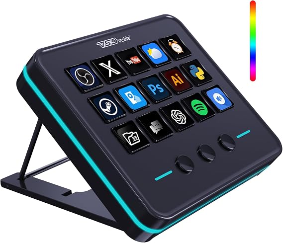 Macro Keypad, Stream Controller Deck with 18 Programmable Keys, Customizable Visual AI Pad, USB Soundboard for OBS, YouTube, Desk Office, Laptop, PC, Mac