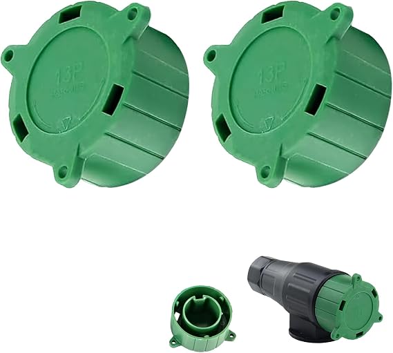 2 Pcs 13 Pin Alignment Tool Dust Cap for 13-Pin 8-Pin, Trailer Connector Plug Cap, Dustproof Cover for Parking Socket, Protects Electrical Connections from Dirt, Corrosion for Caravan Trailers (Green)