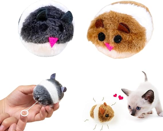 2 PCS Clockwork Mouse Toy Creative Toy Mouse Wind Up Mouse Funny Plush Mouse Toy for Cat Dog Pet