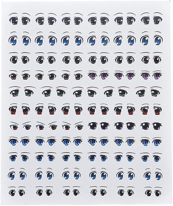 Cartoon Eyes Stickers Boy Anime Figurine Dolls Face Organ Paster Decals Glass Eye Chips Elegant Dolls Accessories Cartoon Eyes Stickers
