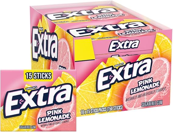 EXTRA Pink Lemonade Sugar Free Chewing Gum, Bulk Pack, 150 Sticks