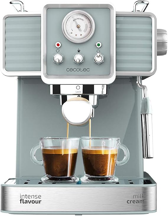 Cecotec Tradizionale Express Power Espresso 20 Coffee Maker for Espressos and Cappuccinos, Fast Heating System by Thermoblock, 20 Bars, PressurePro Pressure Gauge and Steamer Steamer