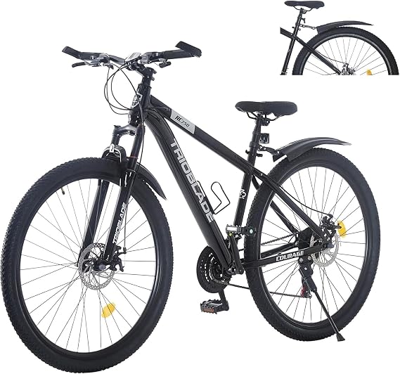24 26 27.5 29Inch Mountain Bike 21 Speed Drivetrain Hardtail Bicycle Mens Women Mountain Bike With Shock Lightweight Sport Cycling Bike for Adult with Mudguard MTB Bicycle