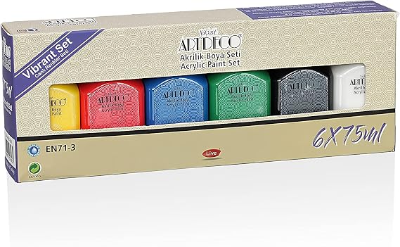 Artdeco Akrilik Boya 6x75 ml Set Canlı Renkler