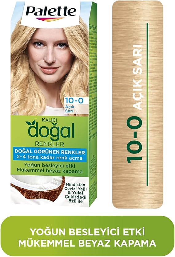 Palette Kalıcı Doğal Renkler 10-0 Açık Sarı Saç Boyası