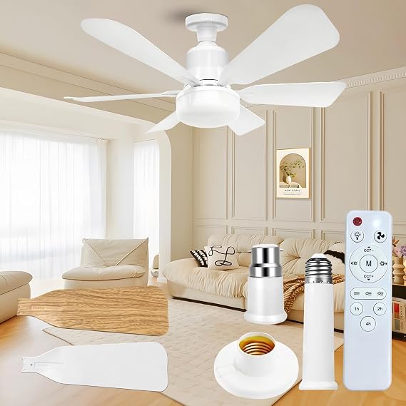 Ceiling Fan with Lights and Remote 2026 New Ceiling Fans LED 40W 3 Speeds Modern Fan Light Dimmable 3 Color Light Bulb Fan for Bedroom, Living Room, Closet, Garage, Kitchen(White) [Energy Class D]