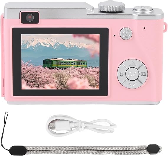 64mp 4kデジタルカメラ、2.4インチipsスクリーン付きコンパクト充電式デジタルカメラ、16倍デジタルズーム&フィルライト、旅行ブログ用手ブレ防止ウェブカメラ 64gb
