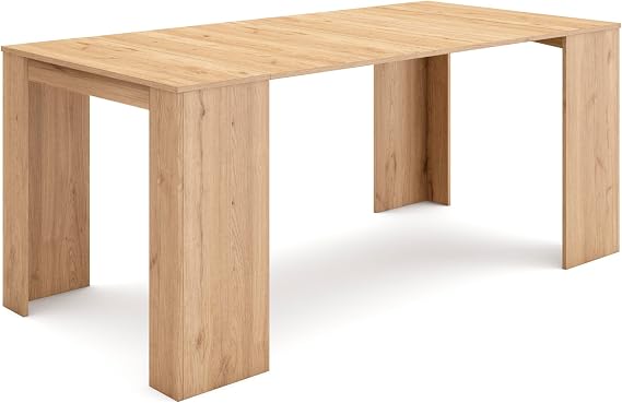 Modern Oak Extendable Console Dining Table Seats 8 Folding Design