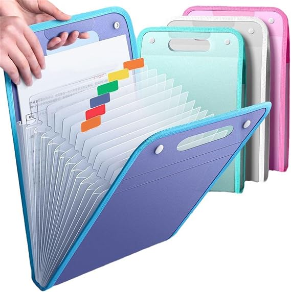 2026 New Folders Document Organiser - Accordion File Organiser, Concertina File Expanding A4, 13 Pockets Expanding File Folder for Paperwork A4 for Home, Office and School (Blue)