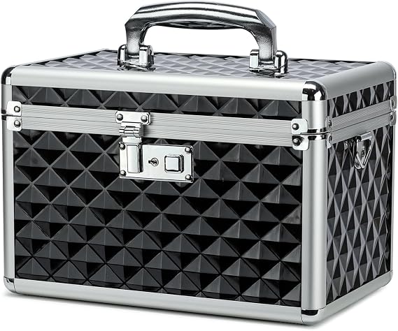 Storage Box with Key Lock, Lockable Medicine Storage Box, Empty First Aid Box, Security Lock Box, Multipurpose Locking Box for Home and Outdoor Use (Black, Medium)