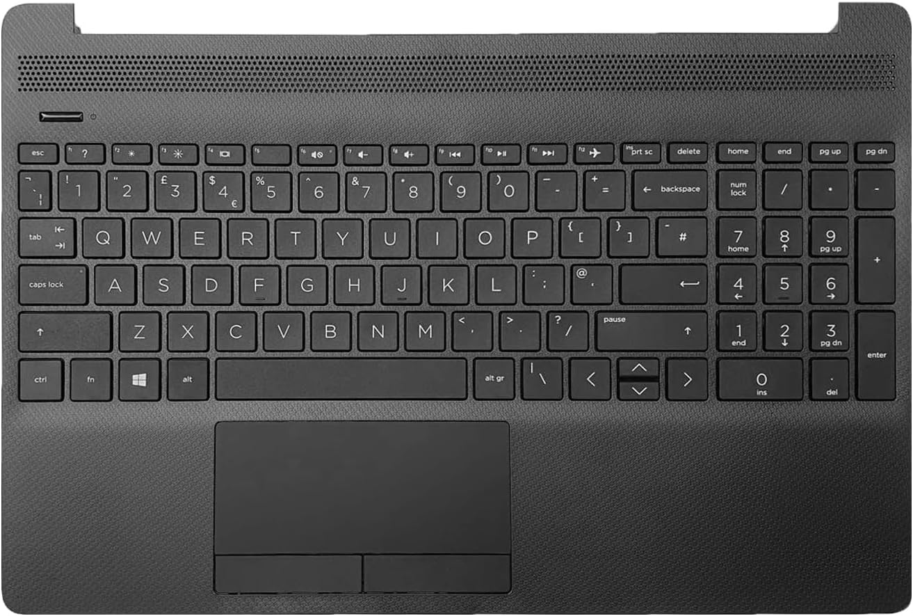 Replacement Palmrest For Hp 15-dw, 15-gw, 15s-dy, 15s-du Series Housing Cover With Uk Layout Keyboard Black