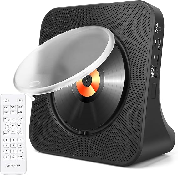Portable CD Player for Home with Speakers - Bluetooth Desktop CD Player Built-in HiFi Speakers, Personal CD Player with Aux Input, Home Audio CD Players with Remote