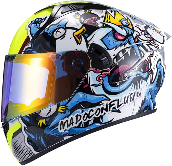 Full Face Racing Motorcycle Helmet,Open Face Motorbike Helmet Men and Women Street Bike Scooter DOT/ECE Approved, With Anti-Fog Dual Visor Suitable for Motorcycle Scooters