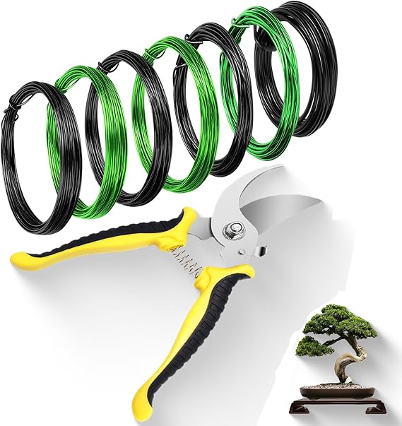 MOSFiATA8PCS Bonsai Tools Set, Bonsai Training Wire Kits, 1 Scissors and 7 Bonsai Wire, 1.0mm / 1.5mm / 2.0mm /3.0mm, Anti-Corrosion and Anti-Rust Bonsai Tree Kit