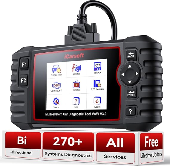 iCarsoft VAWS V3.0 2025 Bi-Directional Scan Tool for VW, Audi, Bentley, Bugatti, Seat, Man LD, Skoda and More 40 Special Service Full System OBD2 Diagnostic Scanner ECU Coding Detail Code Reader