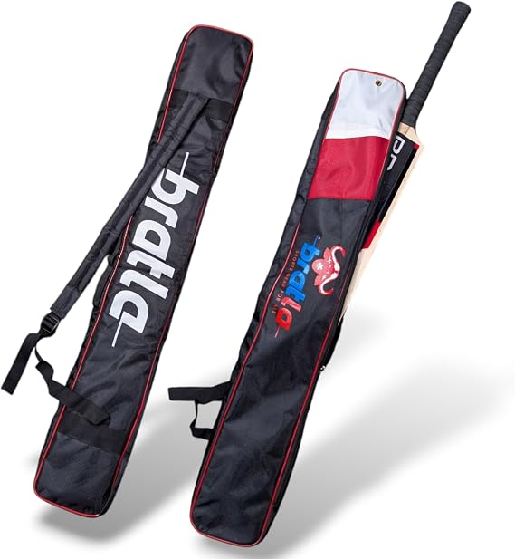 Cricket Bat Cover Bag For Full Size Bat Adjustable Shoulder Strap Foam Padded - Secure and Convenient Cricket Gear Storage Bag Black/Red