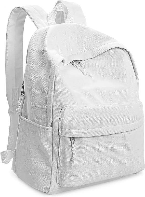 Zicac Unisex White Canvas Backpack DIY 15.6" Laptop Large Casual Rucksack