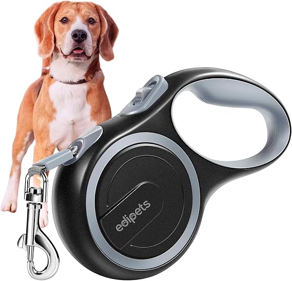 Edipets, Retractable Extendable Dog Leash, 3, 5 and 8 Metres, Flexible Tape for Training and Walking, with Lock and Brake, Design and Comfortable Grip (8 Metres, Grey)