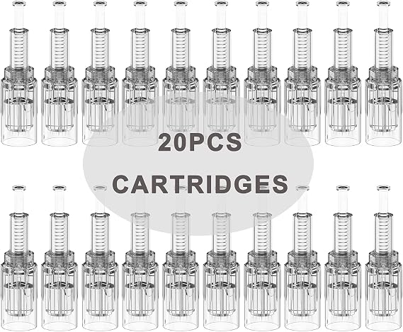 12 Pin Microneedling Needle Cartridges Pack of 20 Replacement Needles Adjustable Dermapen Needles for Electric Microneedling Device