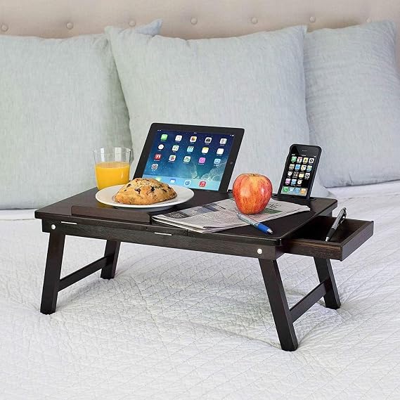 Eğim Ayarlı Ahşap Portatif Tablet Laptop Sehpası Keyif Masası