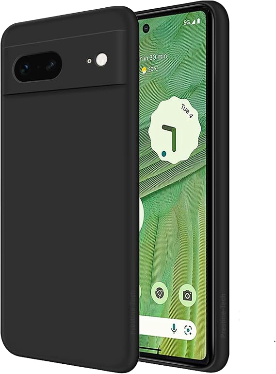Liquid Silicone Case for Google Pixel 7 5G 6.3'', Soft Gel Rubber Anti-scratch Shockproof Slim Full Body Protection Phone Case Cover Compatible with Google Pixel 7 (Black)