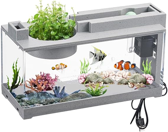 AquaSpa Aquarium Starter Kit - Desktop Decorative Fish Tank with Air Pump, Light for Betta, Shrimp, Goldfish