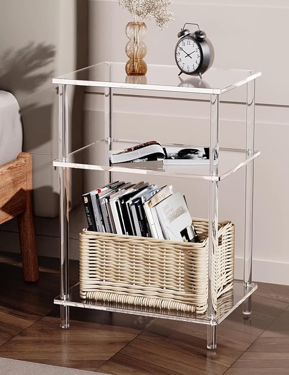 Acrylic Bedside Table, acrylic side table, 40 x 30 x 58 cm, Clear