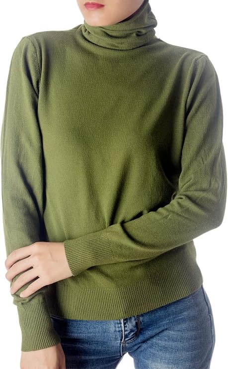 iB-iP Women's Solid Lightweight Turtleneck Top Pullover Sweater