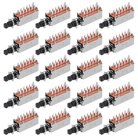 uxcell Push Button Switch 4PDT 12 Pin 1 Position Self-Locking Black 20pcs