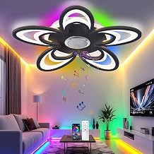 RGB Ceiling Lights with Bluetooth,Led Dimmable Ceiling Lamp with Remote Control and App,Smart Ceiling Light with Timer and Memory Mode for Living Rooms,Bedrooms,Restaurant,Pub,Black