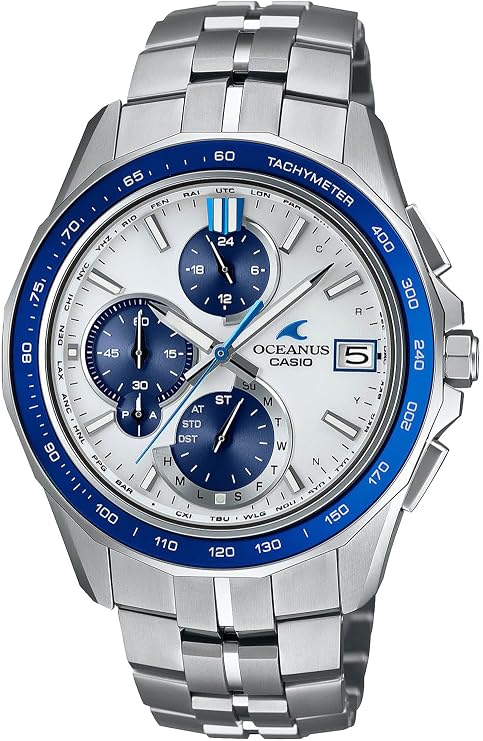 Casio Oceanus Watch Domestic Genuine Product Manta Bluetooth Equipped Radio Solar Sapphire Glass Bezel OCW-S7000, blue/white