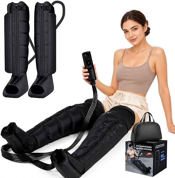 Air Compression Leg Massager, Full-Leg Recovery Boots with 6 Chambers