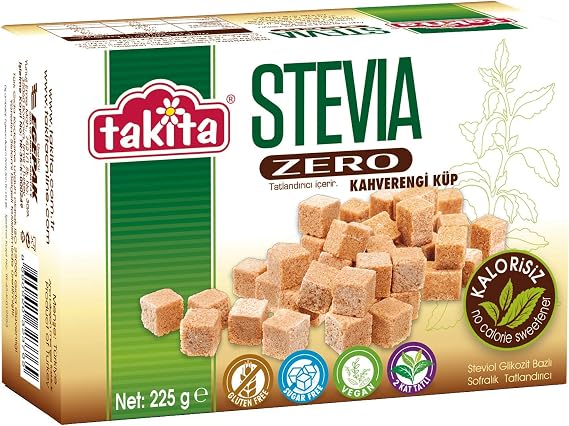 Takita Stevia Zero Brown Cube Sweetener 225 Gr