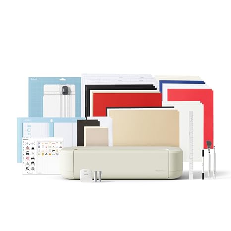Cricut Explore 5 Deluxe Bundle + Digital Content Taupe - Precise Cutting Machine - Accommodates Over 100 Materials - Sleek Simple Design - 100 Project Supplies + Bonus Digital Content | 100件のプロジェクト用消耗品+30ドルのボーナスデジタルコンテンツが含まれています - 100種類以上の素材で動作。