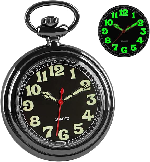 VOSO Vintage Modern Pocket Watch Roman Numerals Quartz Classic Fob Pocket Watch with Chain for Men Women Gift for Graduation Birthday Anniversary Day Christmas Father's Day