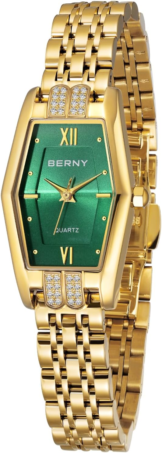 BERNY Gold Watches for Women Hexagon Quartz Watches Analog Wrist Watch