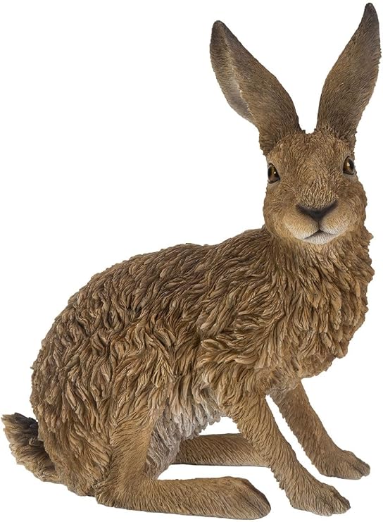 Vivid Arts Large Real Life Sitting Hare | Resin Home or Garden Decoration | XRL-HR03-A