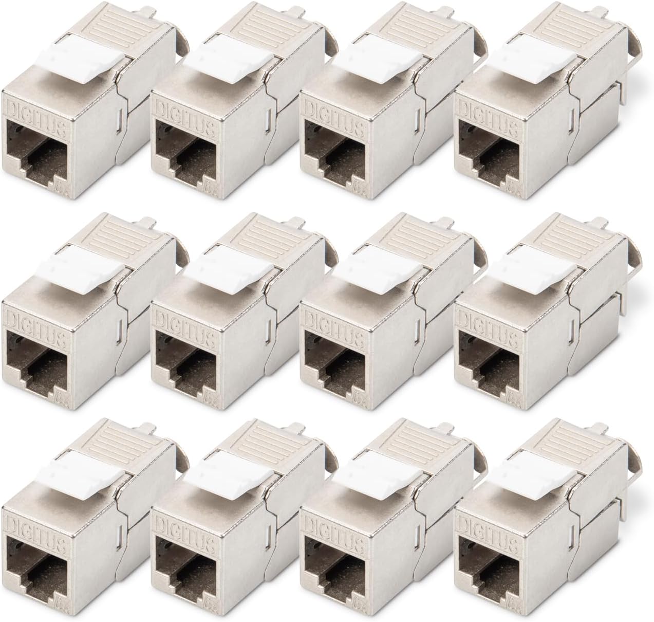 Digitus Keystone module Cat-6A Shielded - 12 pieces - RJ45 socket - 500 MHz 10GBase-T - AWG 26-22 - Design compatible - With cable tie - Tool-free installation
