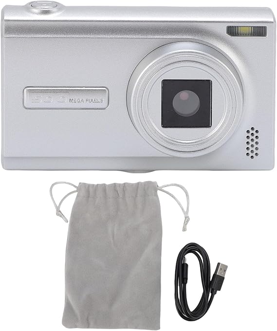 DIGITAL CAMERA PHOTOGRAPHY 50MP 1080P HD MIRRORLESS VIDEO CAMERA 2.4 INCH SCREEN TRAVEL (Silver Grey)