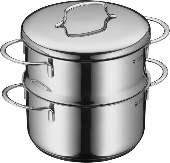 WMF Mini Buharlı Pişirme Tenceresi, 16 cm, 1,5 L, Metal Kapaklı, İndüksiyon Uyumlu, Cromargan® Yüksek Kaliteli Parlak Paslanmaz Çelik, Üst Üste Saklanabilir