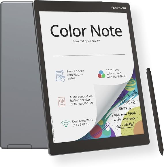 PocketBook Color Note E Ink Tablet with Wacom Stylus - 10.3" Kaleido 3 Colour Display - Digital Notebook & E-Book Reader - 32GB, WiFi & Bluetooth, Eye-Friendly - For Reading & Note Taking