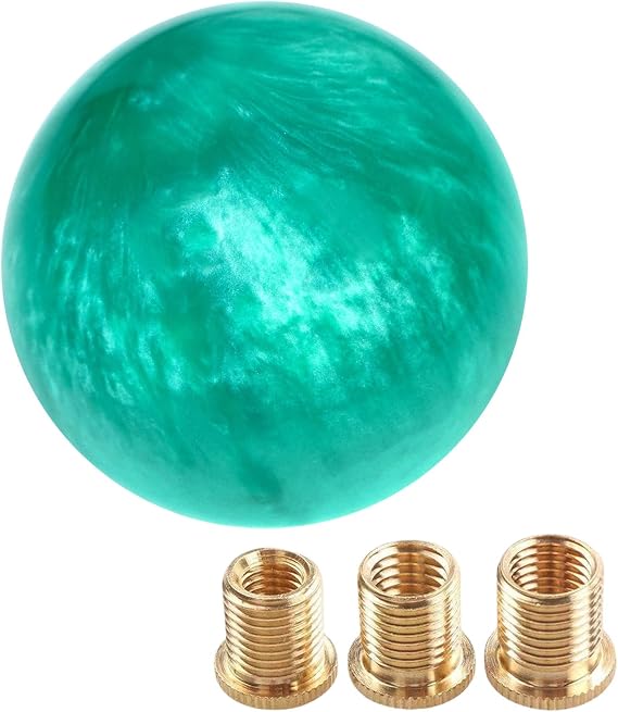 Marble Style Round Ball Shift Knob - Universal Fit for 5 & 6 Speed Manual/Automatic Vehicles, with 3 Adapters HTRACING (Light Green)