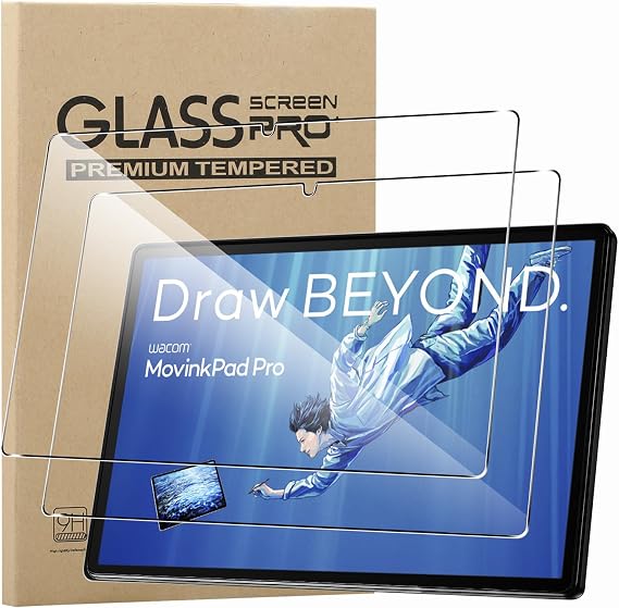 KZIOACSH 2 Pack Screen Protector for Wacom MovinkPad Pro Tablet 14 Inch, Ultra Clear 9H Hardness Touch Sensitive Anti-Scratch Anti-Fingerprint Protective Tempered Glass Film