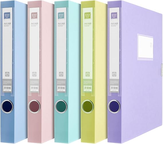 A4 Folder Color 35 mm Spine Width 320 Sheets Capacity Pack of 5 Folders Velcro Purple/Pink/Blue/Green/Yellow (Light Colour)