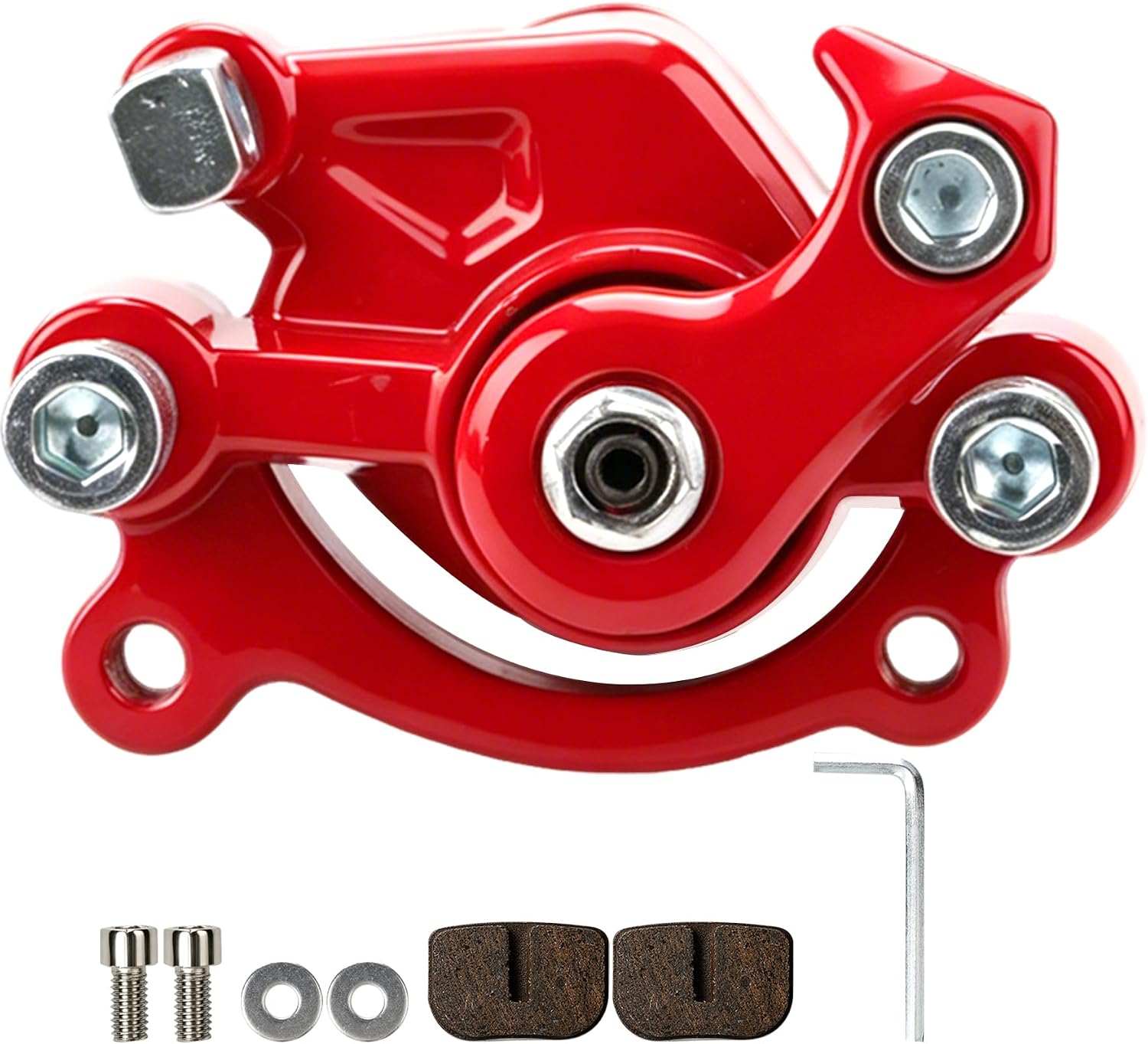 Front Disc Brake Caliper with Brake Pads for SYX Moto 50cc Dirt Bike Mototec Coolster SSR X-Pro Apollo 49cc 47cc 2 Stroke Engine Pocket Bike Mini ATV Quad Go Kart Parts 4 Wheeler(RED)