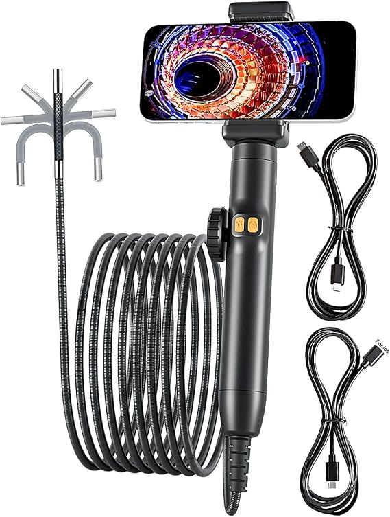 Borescope with Articulating Head Industrial Endoscope Camera